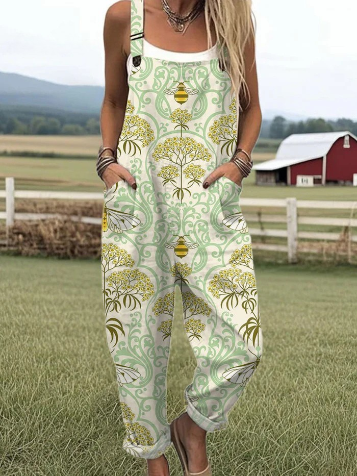 Monofloral vintage jumpsuit med vida ben | stil utan ansträngning och komfort hela dagen