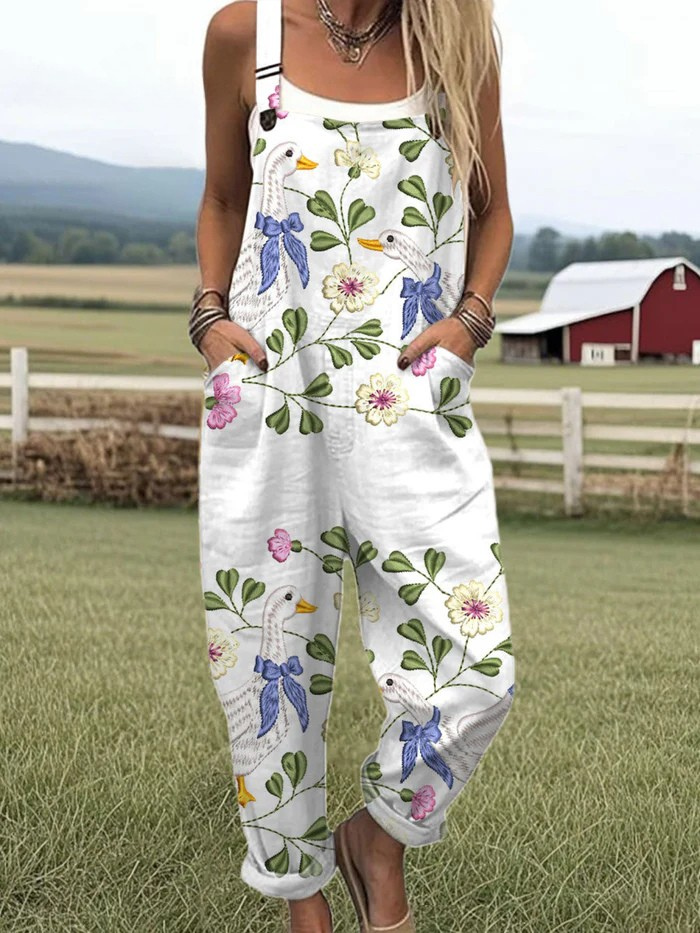 Monofloral vintage jumpsuit med vida ben | stil utan ansträngning och komfort hela dagen