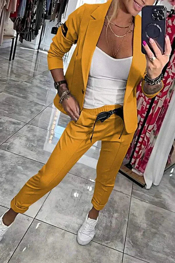 Isabelle | Elegant set med mjuk jacka och lösa mjukisbyxor