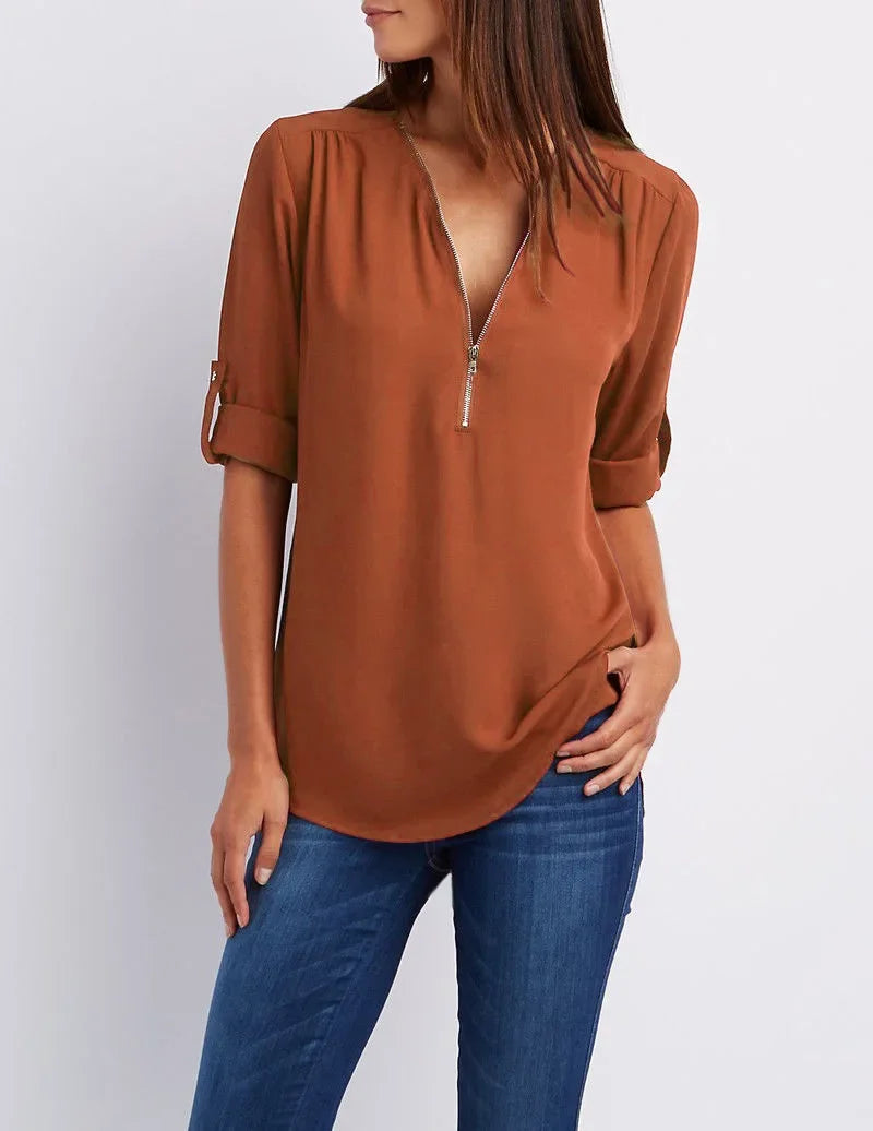 Noora | Elegant topp med dragkedja