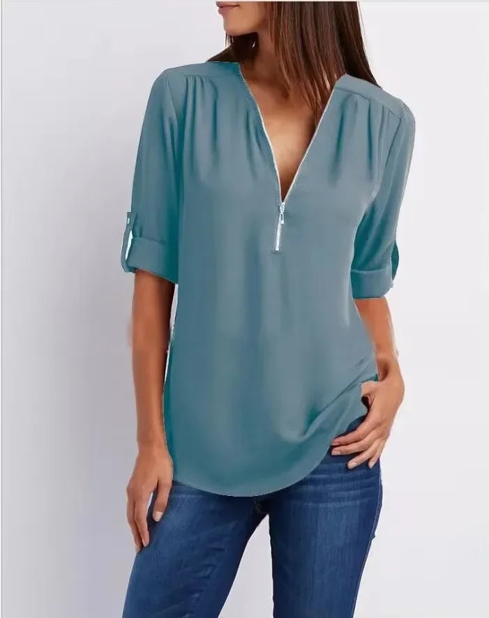 Noora | Elegant topp med dragkedja