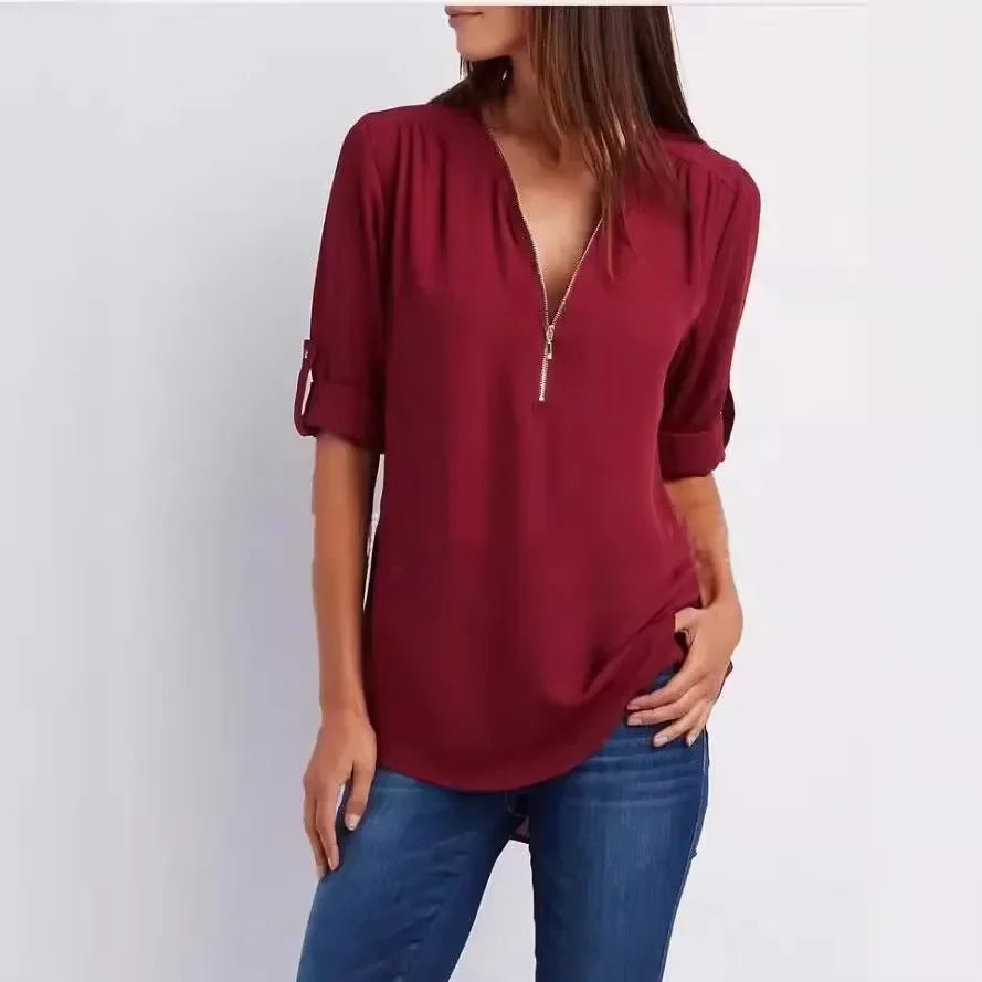 Noora | Elegant topp med dragkedja