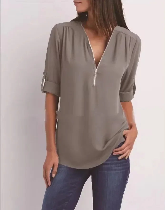 Noora | Elegant topp med dragkedja
