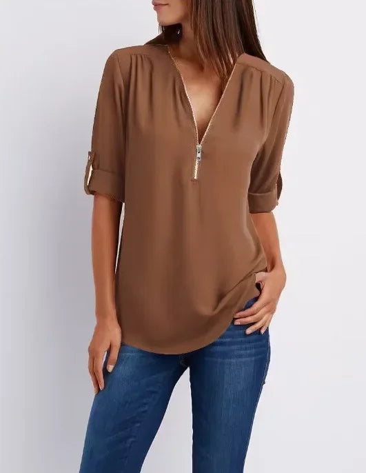 Noora | Elegant topp med dragkedja