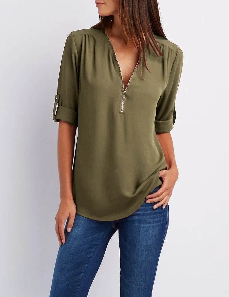 Noora | Elegant topp med dragkedja