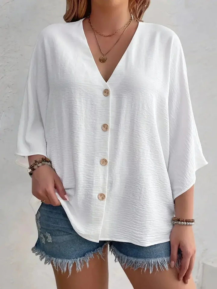 Noora | Signe – Blus med knäppning och ¾-ärm