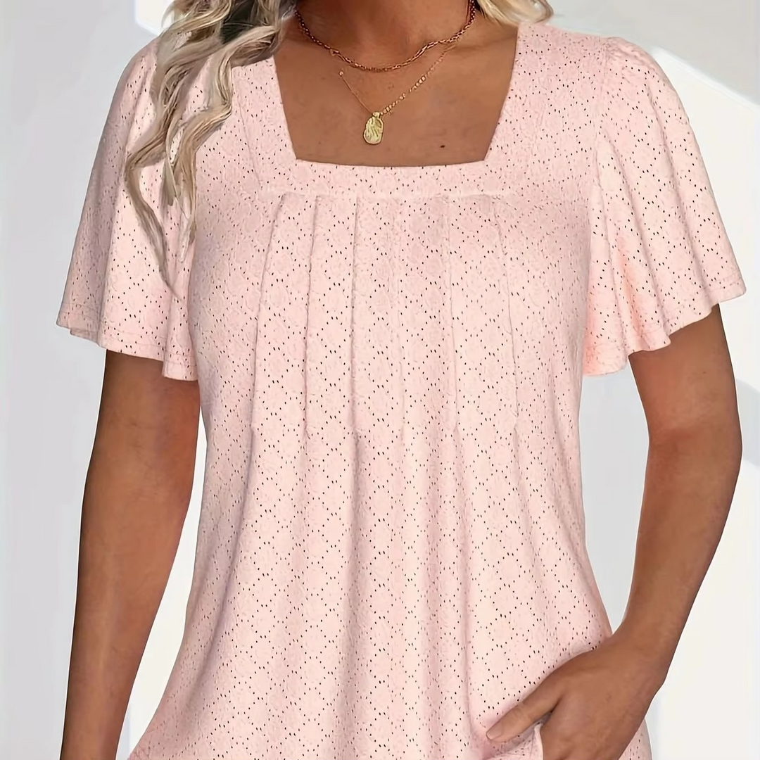 Noora | Mirelle – Blus med fyrkantig halsringning och textur