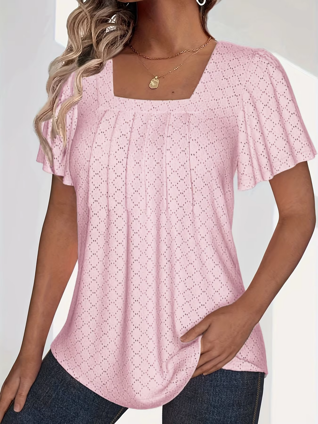 Noora | Mirelle – Blus med fyrkantig halsringning och textur