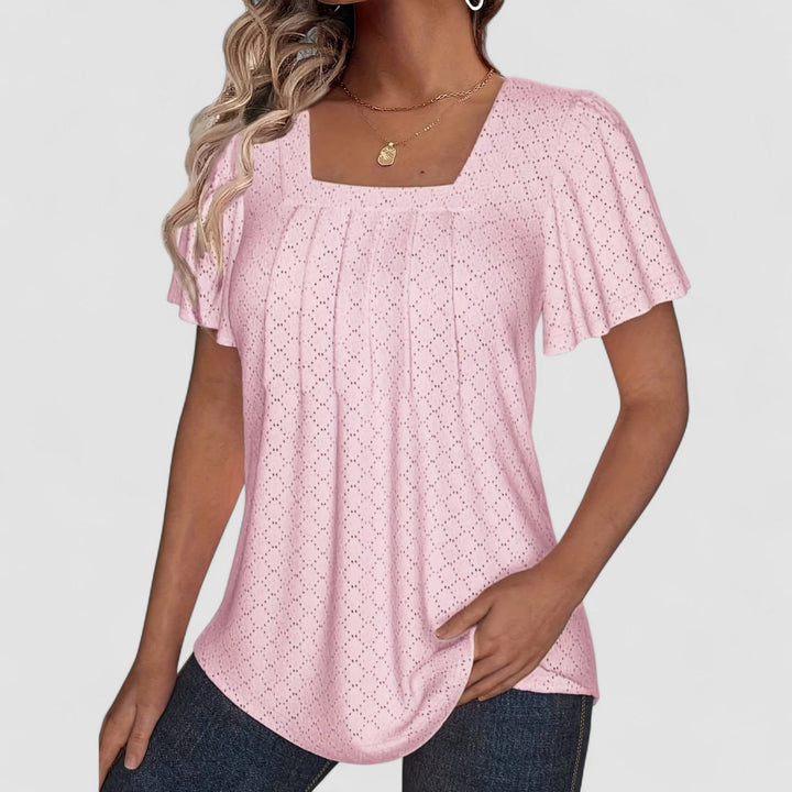 Noora | Mirelle – Blus med fyrkantig halsringning och textur