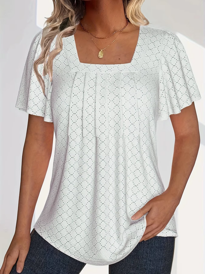 Noora | Mirelle – Blus med fyrkantig halsringning och textur