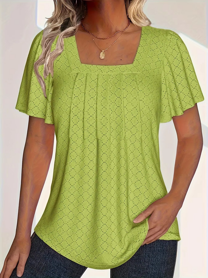 Noora | Mirelle – Blus med fyrkantig halsringning och textur