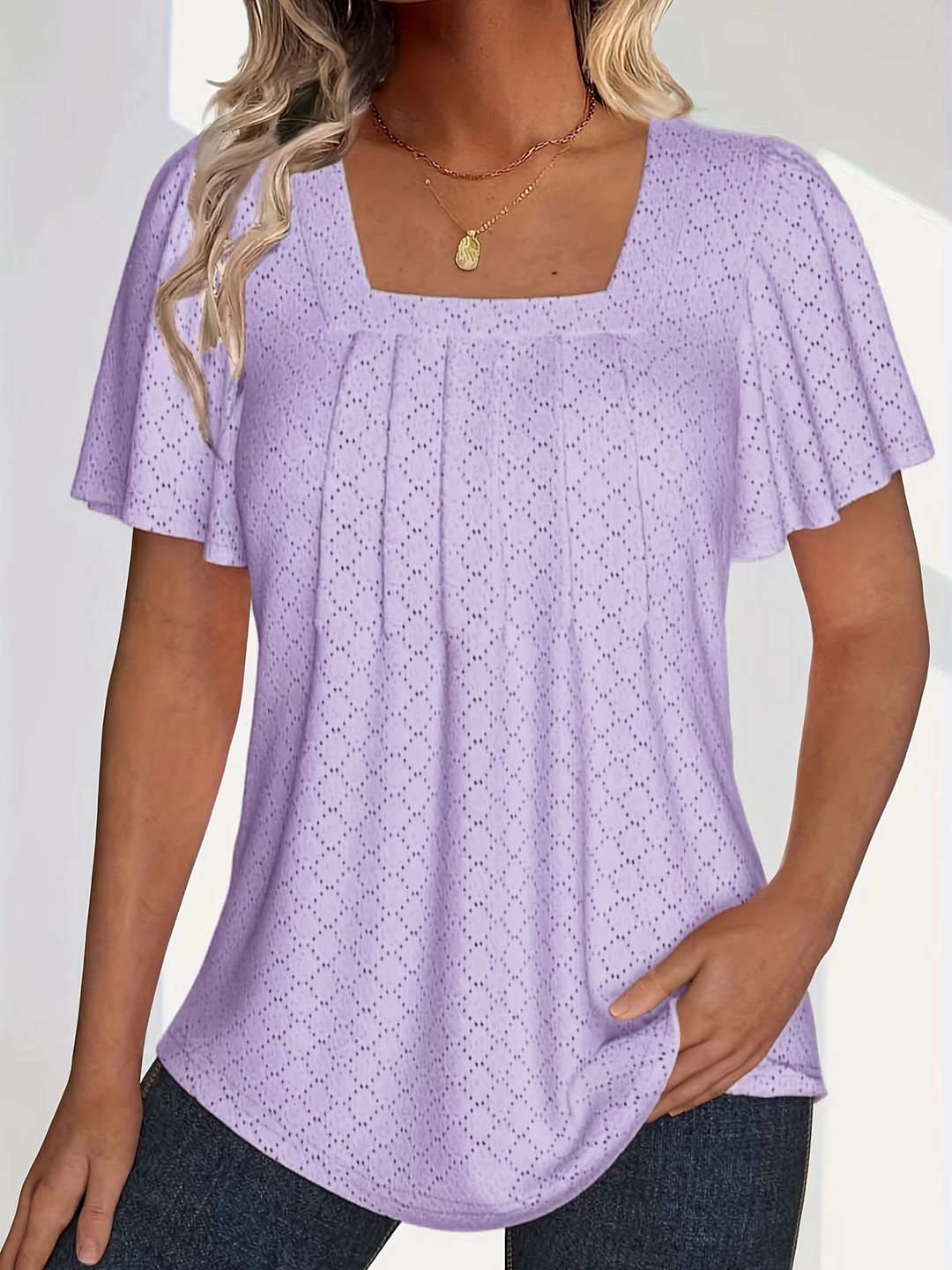 Noora | Mirelle – Blus med fyrkantig halsringning och textur