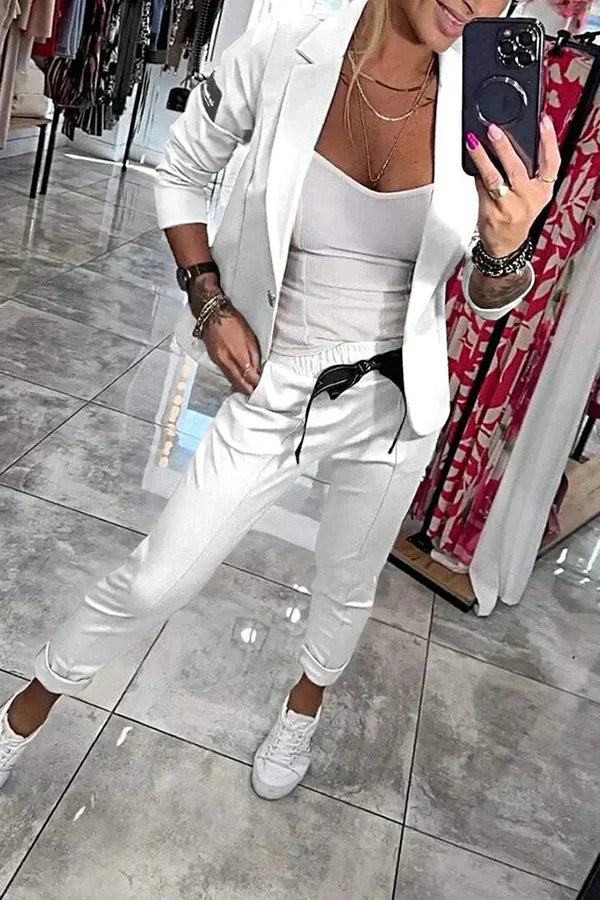 Isabelle | Elegant set med mjuk jacka och lösa mjukisbyxor